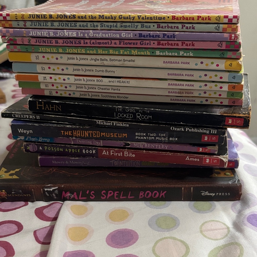 Stack of Children's and YA Books with Colorful Spines
